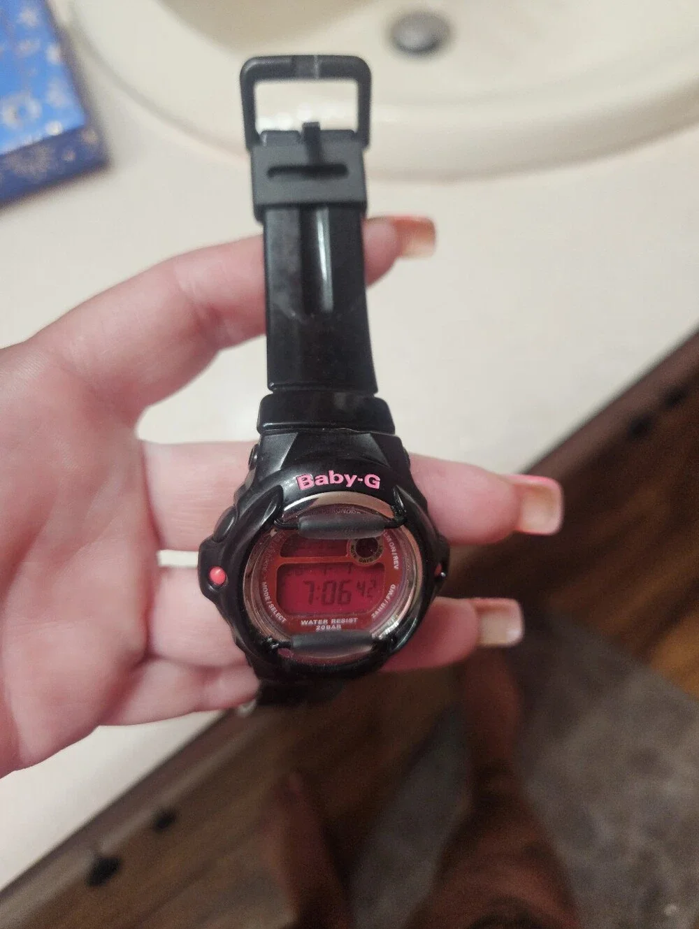 VERY RARE Casio Baby-G Shock  Black and Pink Abd Silver Resin Backplate Watch